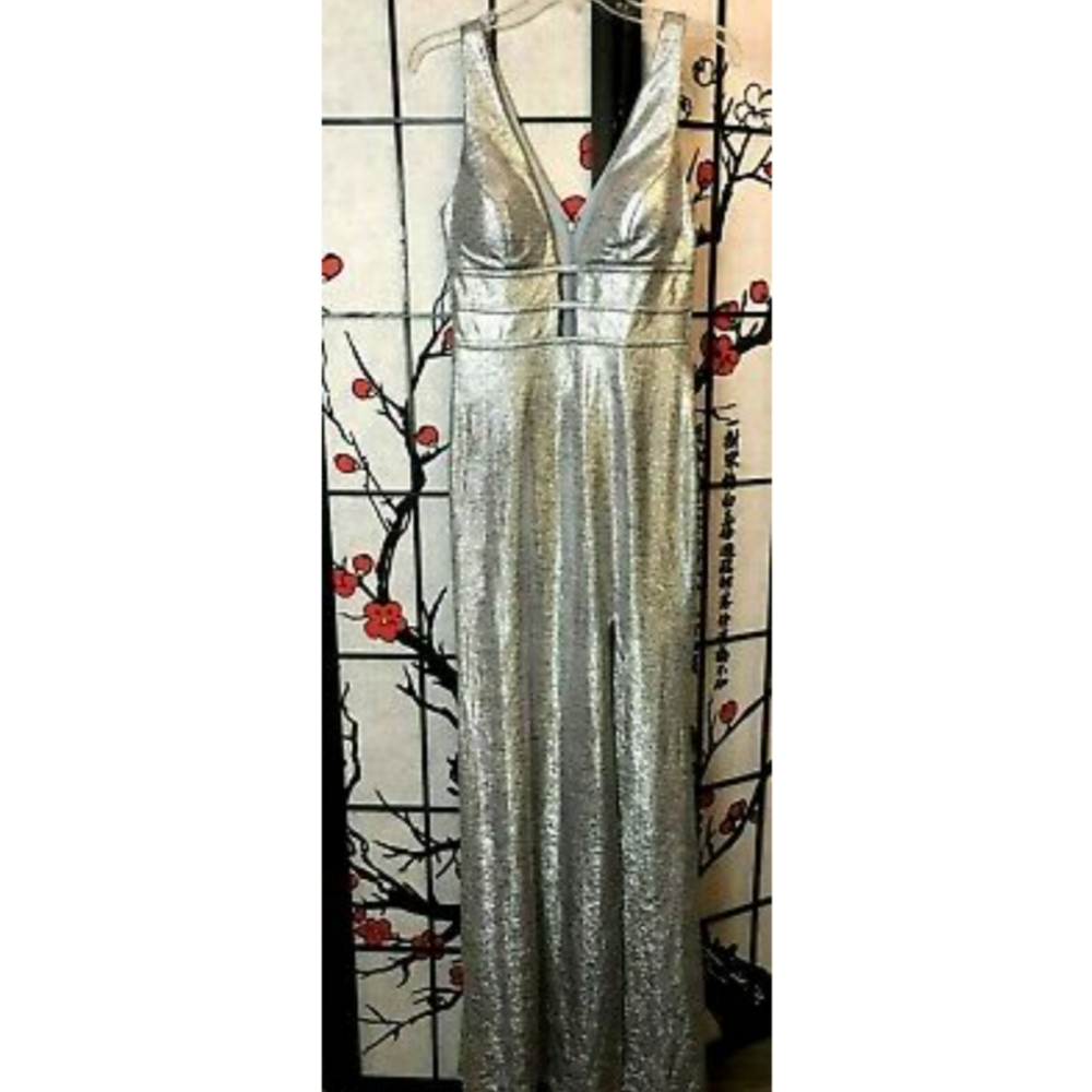 BLONDIE NITES Size 5 Silver Dress Maxi, Sleeveless
